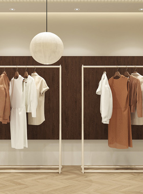服装店展示架陈列架奶白色落地式展示架女装店挂衣架服装架陈列架