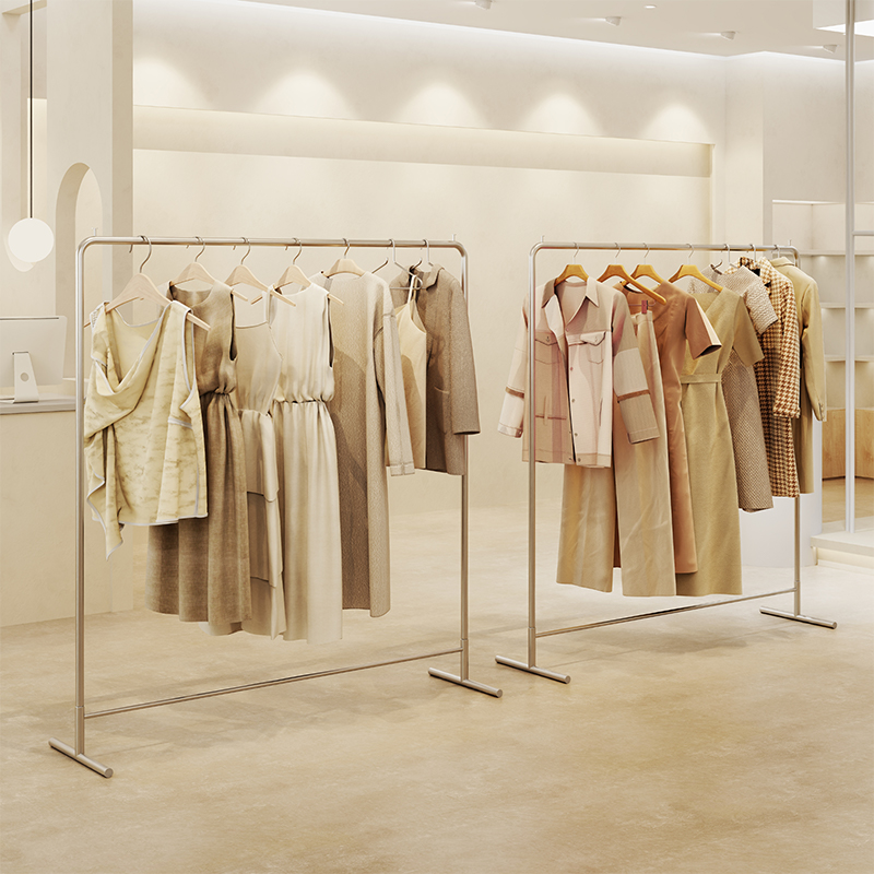 服装店展示架落地式不锈钢挂衣服架子男女装店铺专用货架陈列道具