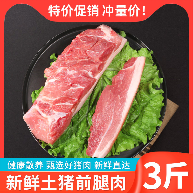 新鲜土猪肉前腿肉前尖肉农家笨猪肉速冻冷鲜生猪肉前臀肉3斤包邮