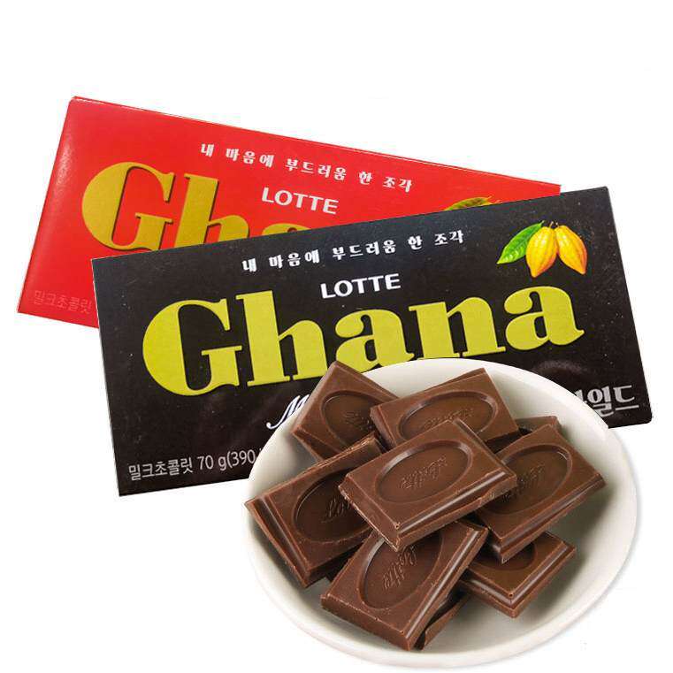 包邮韩国进口乐天加纳红黑巧克力 排块巧克力羽生结弦推荐70g/盒