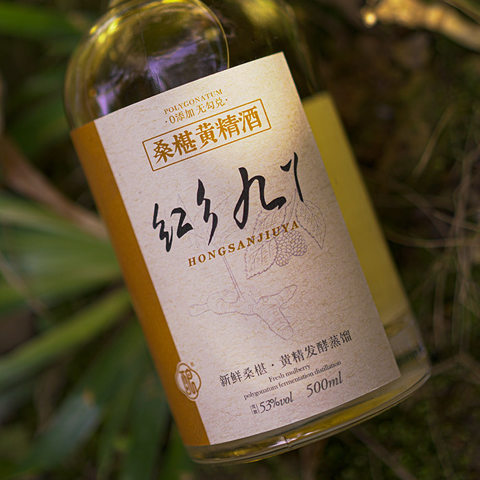 四角山自酿桑椹黄精蒸馏养生白酒500ml新鲜桑葚黄精不勾兑3送1