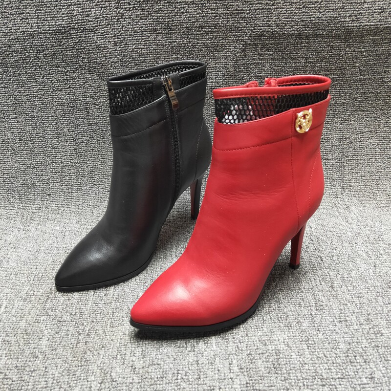 断码处理2020冬新款女靴时尚性感细高跟尖头显瘦侧拉链加绒女短靴