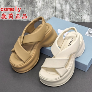 comely康莉正品撤柜夏季厚底松糕一字带软底舒适百搭露趾女凉鞋潮