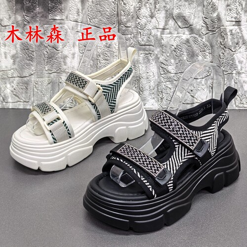 品牌撤柜处理夏季新款厚底增高轻便休闲露趾魔术贴百搭运动女凉鞋