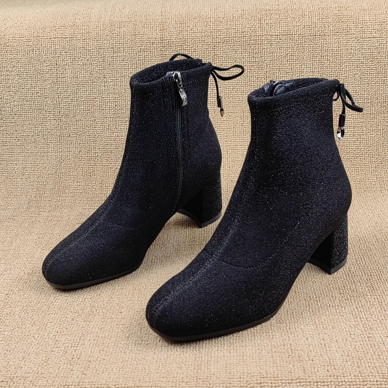 圆头粗跟休闲百搭显瘦时尚女短靴