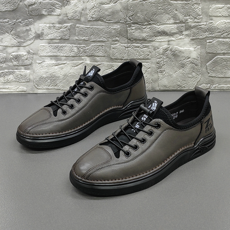 商场撤柜处理真皮男鞋秋季新款圆头时尚软底舒适百搭休闲男皮鞋潮