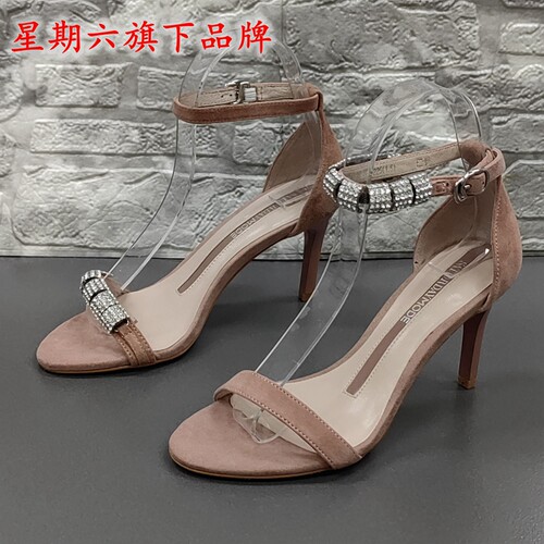 正品SATURDAYMODE撤柜断码处理夏季时尚舒适露趾细高跟真皮女凉鞋