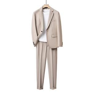 306B-2-T639-P225 2025春夏青年意式英伦帅气西服两件套装结婚图片