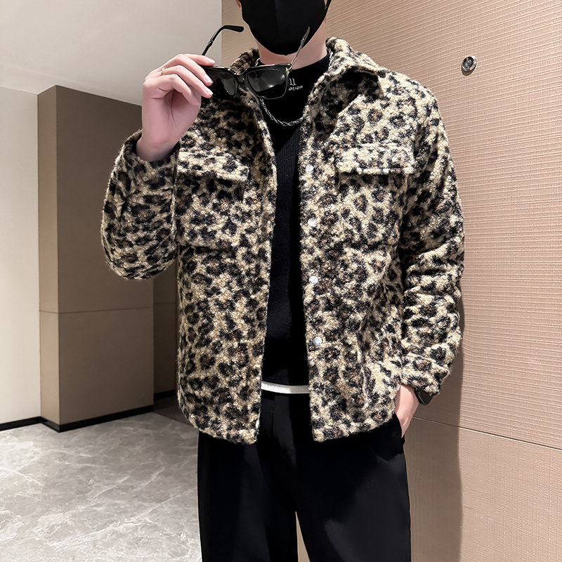 306B-2-M639-P105冬季时尚毛圈外套加棉加厚夹克小香风豹纹,男装夹克,星座507A（原星座306B-2）