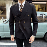 306B-2-SJT7722-P3052025秋装新品时尚青年双排扣西服三件套装，男装西服，星座507A（原星座306B-2）