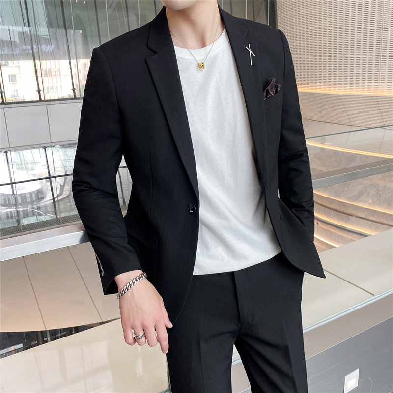 306B-2-LJT055-P225 2025春装休闲英伦男士单扣西服两件套结婚图片