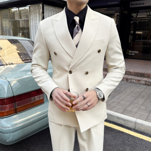 306B-2-SJT7722-P305 2025秋冬英伦时尚男士西服三件套装结婚礼服图片