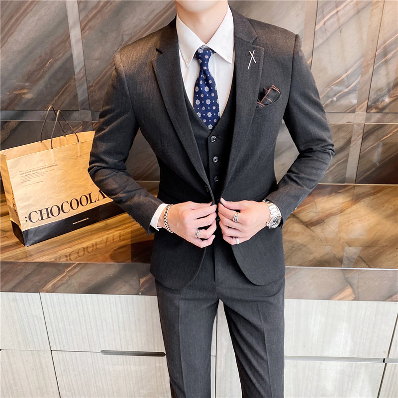 507A-SJT055-P2802025春装时尚男士单扣安稳西服三件套礼服,男装西服,星座507A（原星座306B-2）