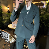 306B-2-T7722-P2452025秋冬双排扣英伦正装西服两件套装结婚礼服，男装西服，星座507A（原星座306B-2）