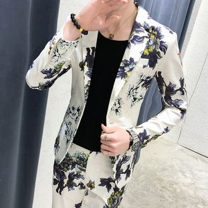 306B-2-TZ03-P125 2025春装青年时尚碎花小西装西裤两件套装图片