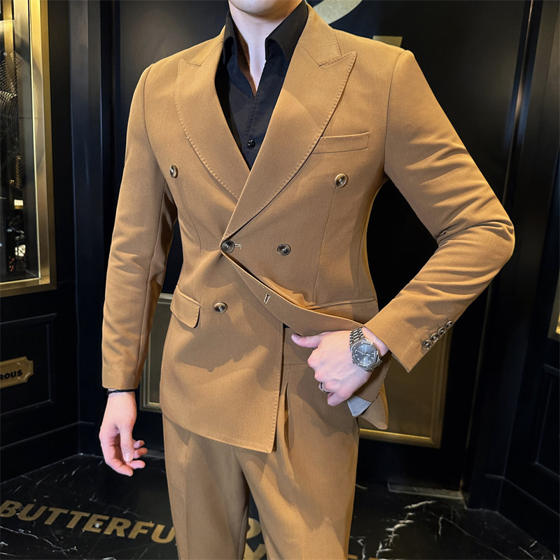 主推款306B-2-T7722-P2452024英伦绅士西服两件套装双排扣西装,男装西服套装,星座507A（原星座306B-2）