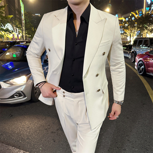 306B-2-T7722-P245 2025秋冬男士双排扣英伦西服两件套装结婚礼服图片