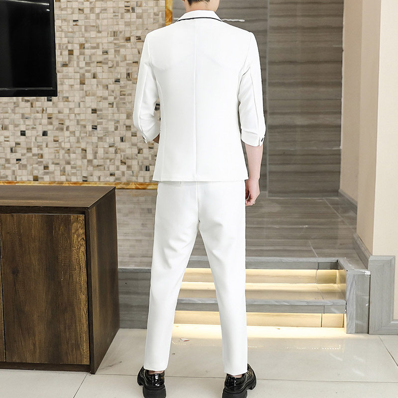 306B-2-T117-P120男士西服九分裤西装七分袖修身两件套,男装西服,星座507A（原星座306B-2）