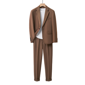306B-2-T639-P225 2025春夏青年意式英伦帅气西服两件套装结婚图片