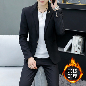 306B-2-T525-P140 2025秋冬男士加绒加厚西服西裤两件套装图片