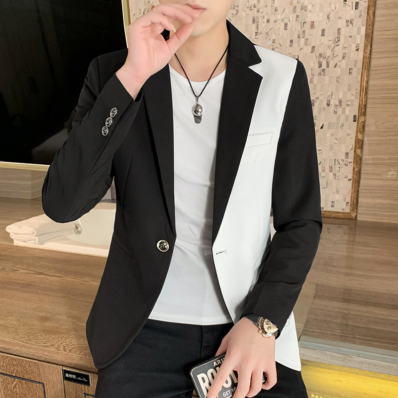 306B-2-XF080-P702025秋季时尚男装撞色拼接小西装西服外套,男装西服套装,星座507A（原星座306B-2）