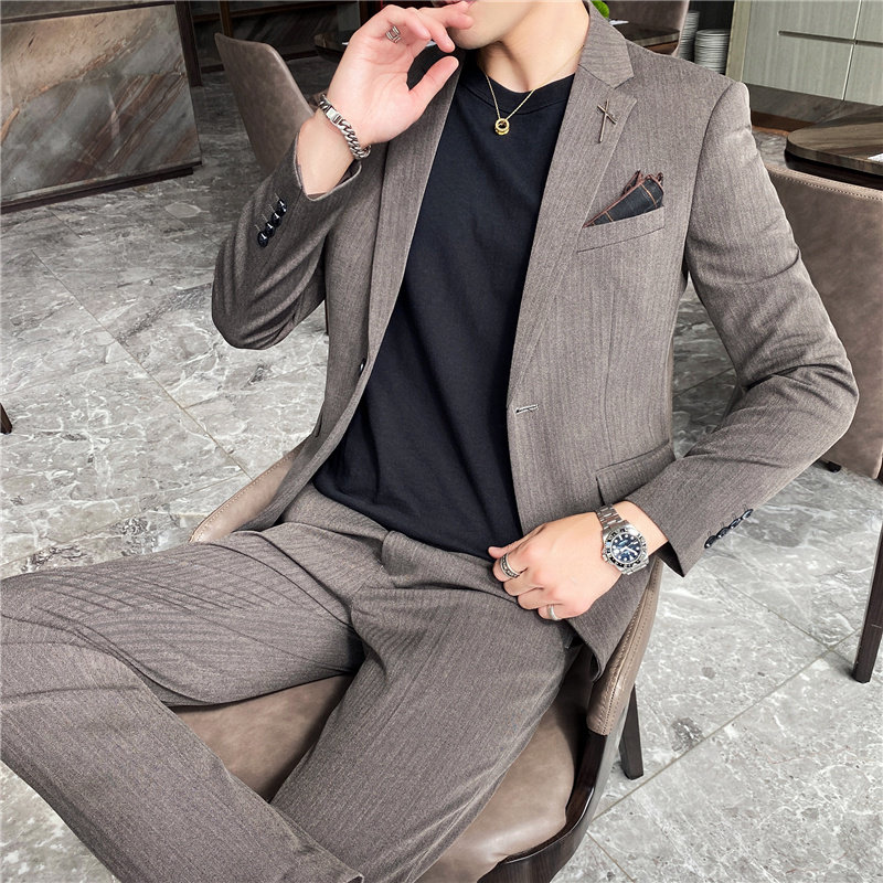 306B-2-LJT055-P2252021春季时尚条纹职业装正装西服两件套装,男装西服套装,星座507A（原星座306B-2）