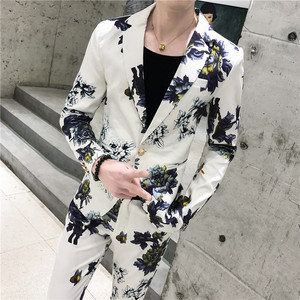 306B-2-TZ03-P125 秋装男士韩版修身发型师碎花西服两件套装礼服，男装西服，星座507A（原星座306B-2）