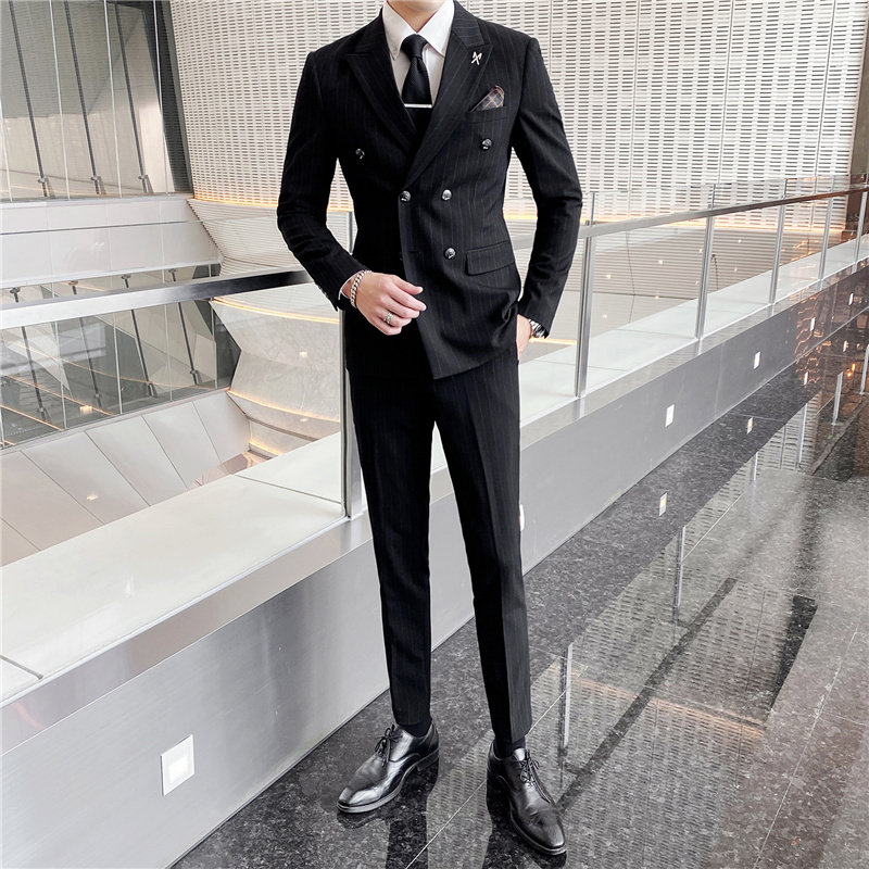 306B-2-SJT096-P2802025秋季男士时尚双排扣西服三件套装,男装西服,星座507A（原星座306B-2）