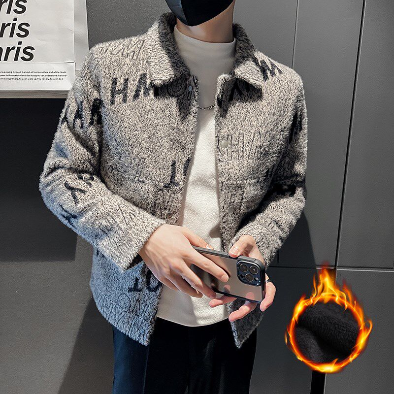 306B-2-M13-P1102025秋冬男士金貂绒字母印花夹克外套青年风衣,男装夹克,星座507A（原星座306B-2）