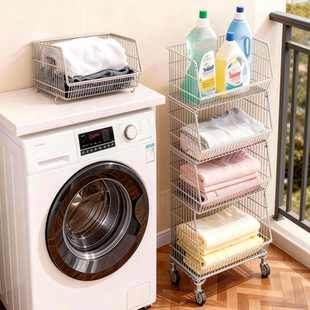 卫生间分层收纳筐洗衣机侧边脏衣篮阳台夹缝洗衣液毛巾收纳置物架