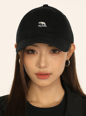 Charn Kiond 日本设计师联名款鸭舌帽刺绣熊加深棒球帽户外遮阳帽