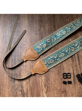 UNIKSTRAP纯手作嵌金丝复古色调5CM加宽斜跨相机背带通用相机带