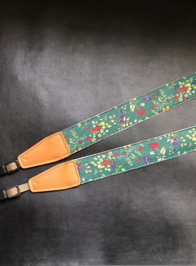 纯手工进口面料原创纯棉复古绿色浆果通用相机背带camera straps