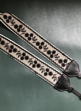 纯手工UNIKSTRAP黑色蕾丝加宽相机背带camera strap