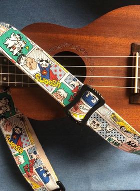 纯手工超萌猫咪猫超人尤克里里带尤克里里吉他背带ukulele strap