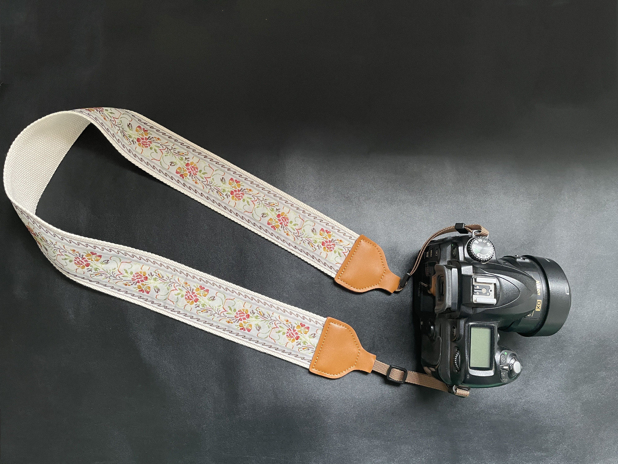 原创纯手工浪漫绣花5厘米加宽文艺范相机背带通用单反相机带