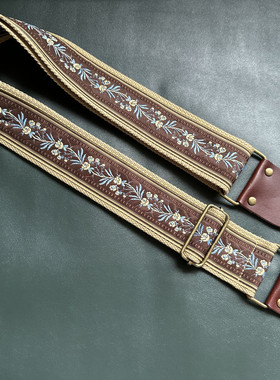 GIGFORU原创复古优雅百搭绣花通用吉他背带贝斯背带GUITAR STRAP