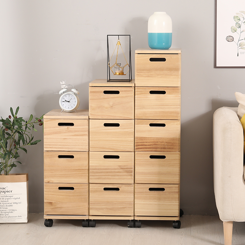 实木抽屉收纳柜可移动多层夹缝