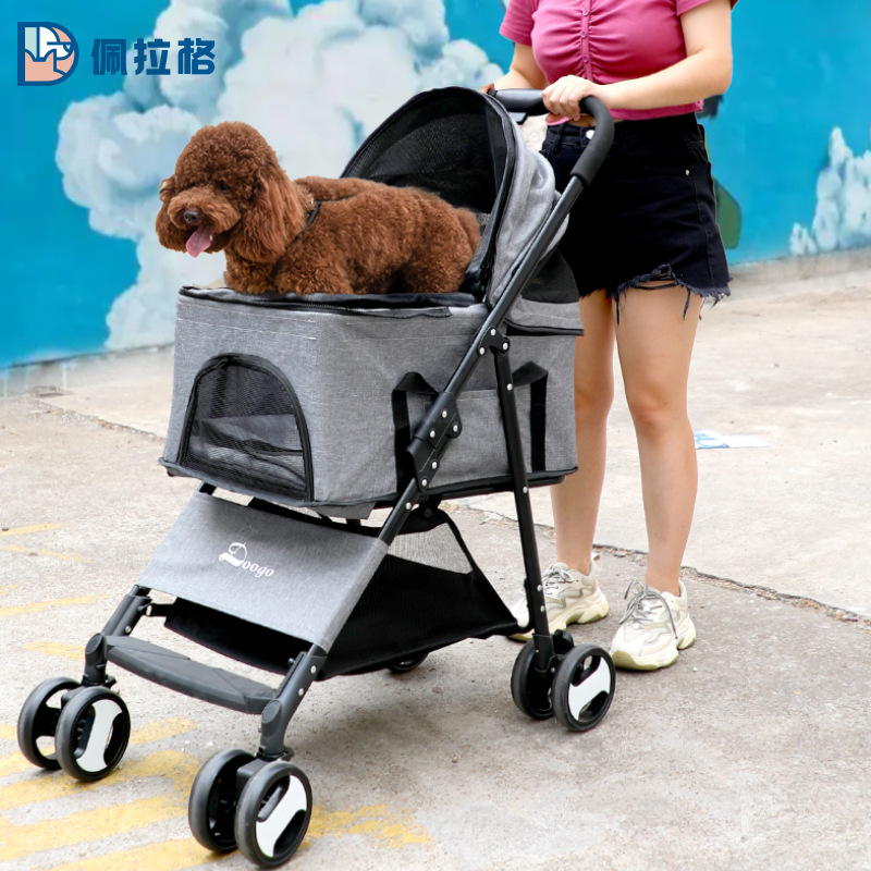 宠物手推车可折叠遛狗车外出轻便猫推车狗拉车分离式pet stroller