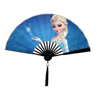 儿童扇子男女生冰雪奇缘艾莎公主动画片卡通可爱迷你小折扇定制