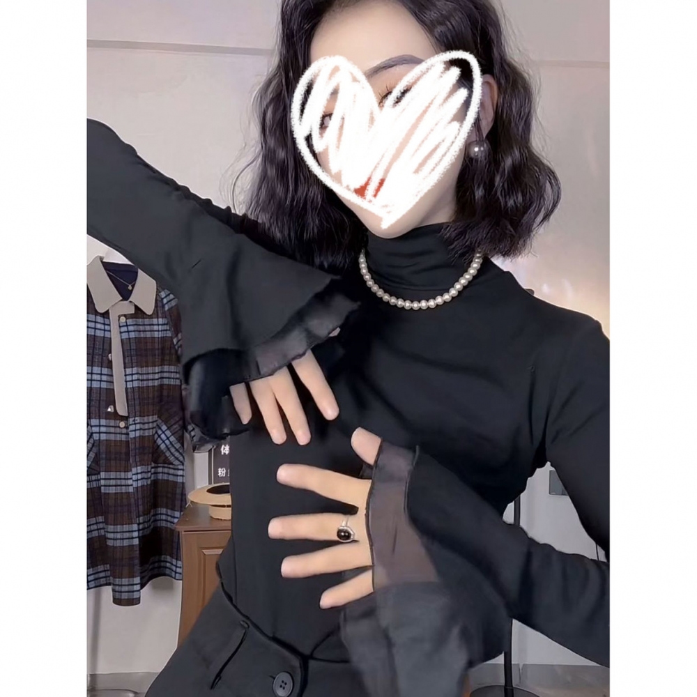 半高领加绒加厚保暖打底衫女