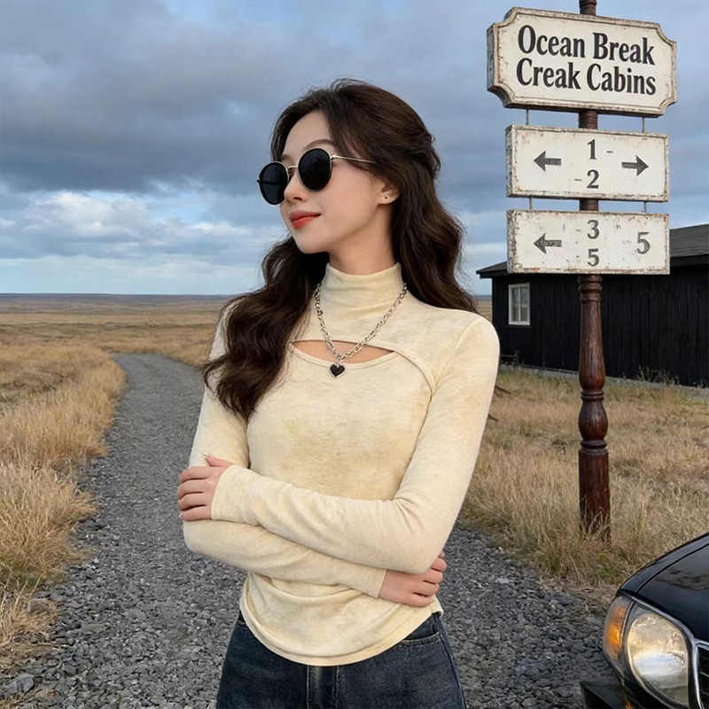 纯欲风加绒加厚内搭长袖T恤女装2026春季新款打底衫修身显瘦上衣,女装/女士精品,T恤,淘宝优惠券,粉丝福利购,淘宝优惠卷