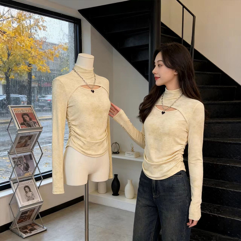 设计感加绒加厚内搭长袖T恤女装2026春季打底衫修身显瘦小众上衣,女装/女士精品,T恤,淘宝优惠券,粉丝福利购,淘宝优惠卷
