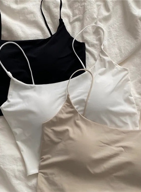 辣妹带胸垫裹胸防走光打底美背内搭上衣夏季新款外穿吊带小背心女