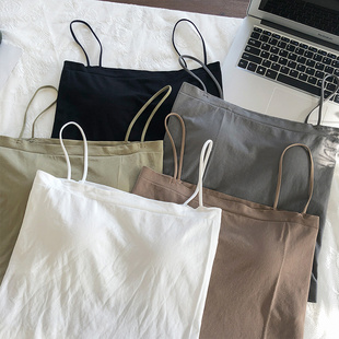 吊带小背心女夏西装 黑色白色抹胸上衣 内搭打底外穿带胸垫一体爆款