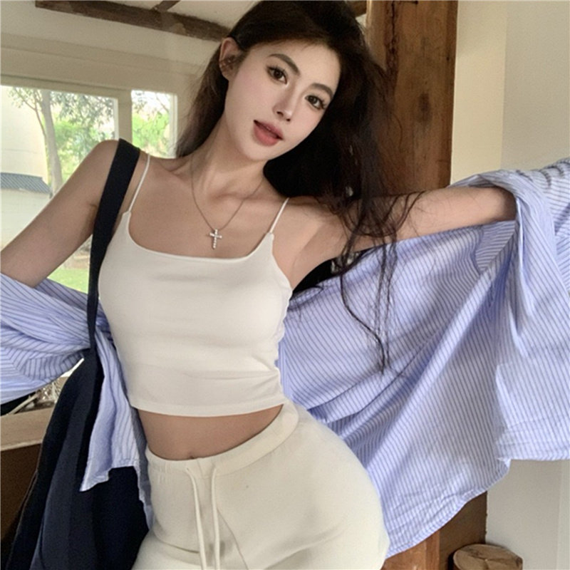 纯欲风撞色吊带小背心女夏季外穿辣妹修身美背带胸垫抹胸无袖上衣,女装/女士精品,背心吊带,淘宝优惠券,粉丝福利购,淘宝优惠卷