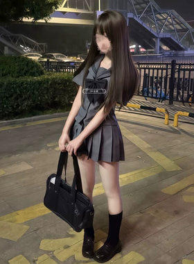 灰二本jk一套制服日系海军领水手服短袖女半身裙基础款春夏套装