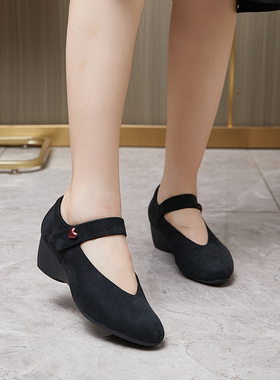 雅氏8SB2新款真皮女鞋中式风时尚妈妈鞋爱心饰扣玛丽珍浅口单鞋女