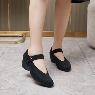 真皮女鞋 爱心饰扣玛丽珍浅口单鞋 中式 妈妈鞋 女 风时尚 雅氏8SB2新款