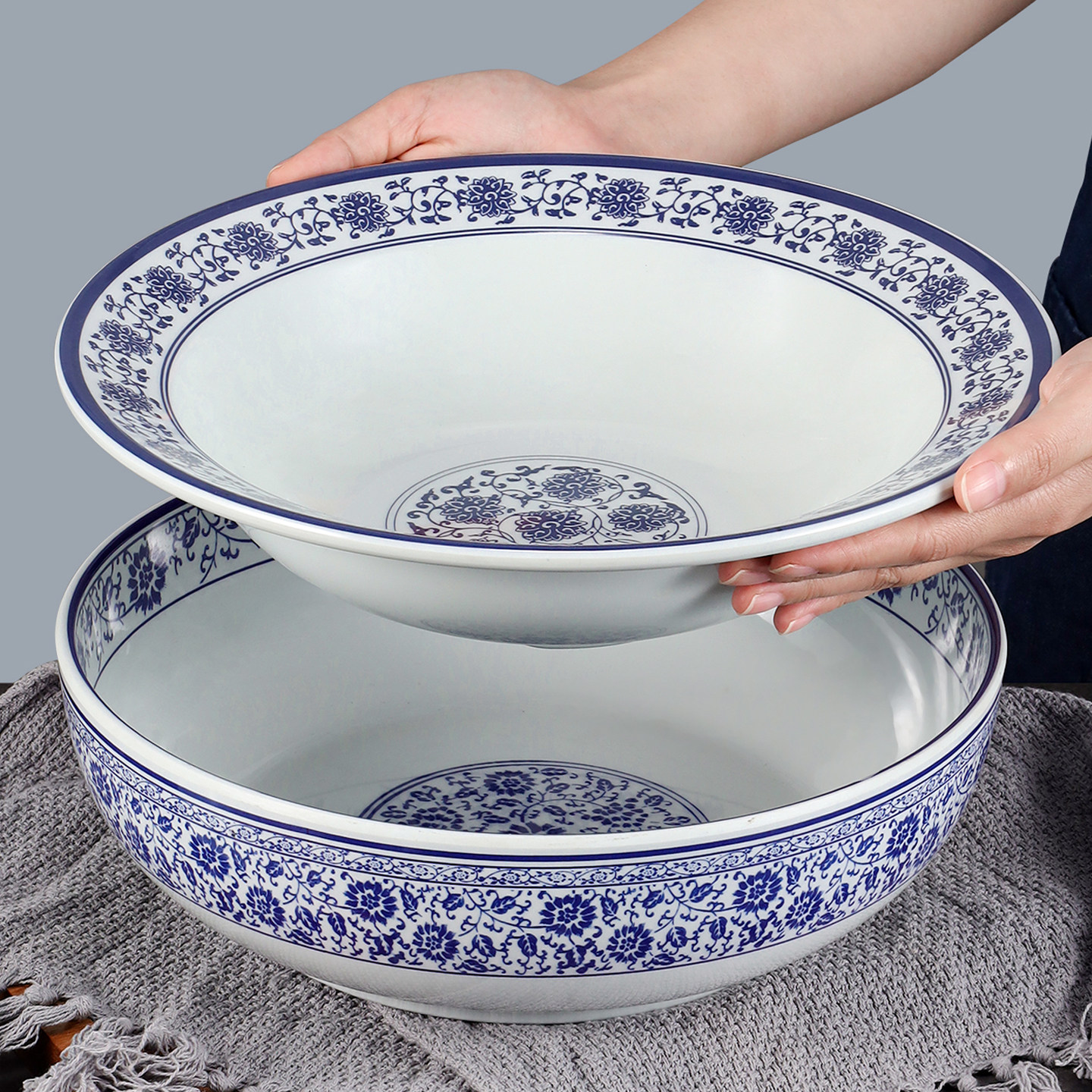 凯柏雅密胺青花瓷汤碗商用仿瓷塑料大碗酸菜鱼汤盆水煮肉片大盆碗,餐饮具,碗,淘宝优惠券,粉丝福利购,淘宝优惠卷